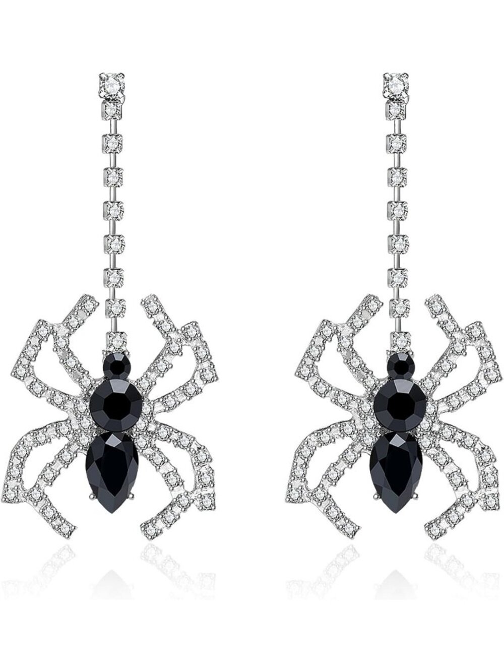 Silver Gothic Spider Dangle Drop Earrings Halloween Cosplay Jewelry Women